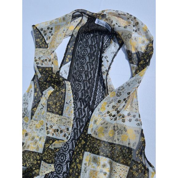 BCBGeneration Ruffle Chiffon Boho Floral Patchwork Vest Top High Low Sheer - Picture 7 of 12